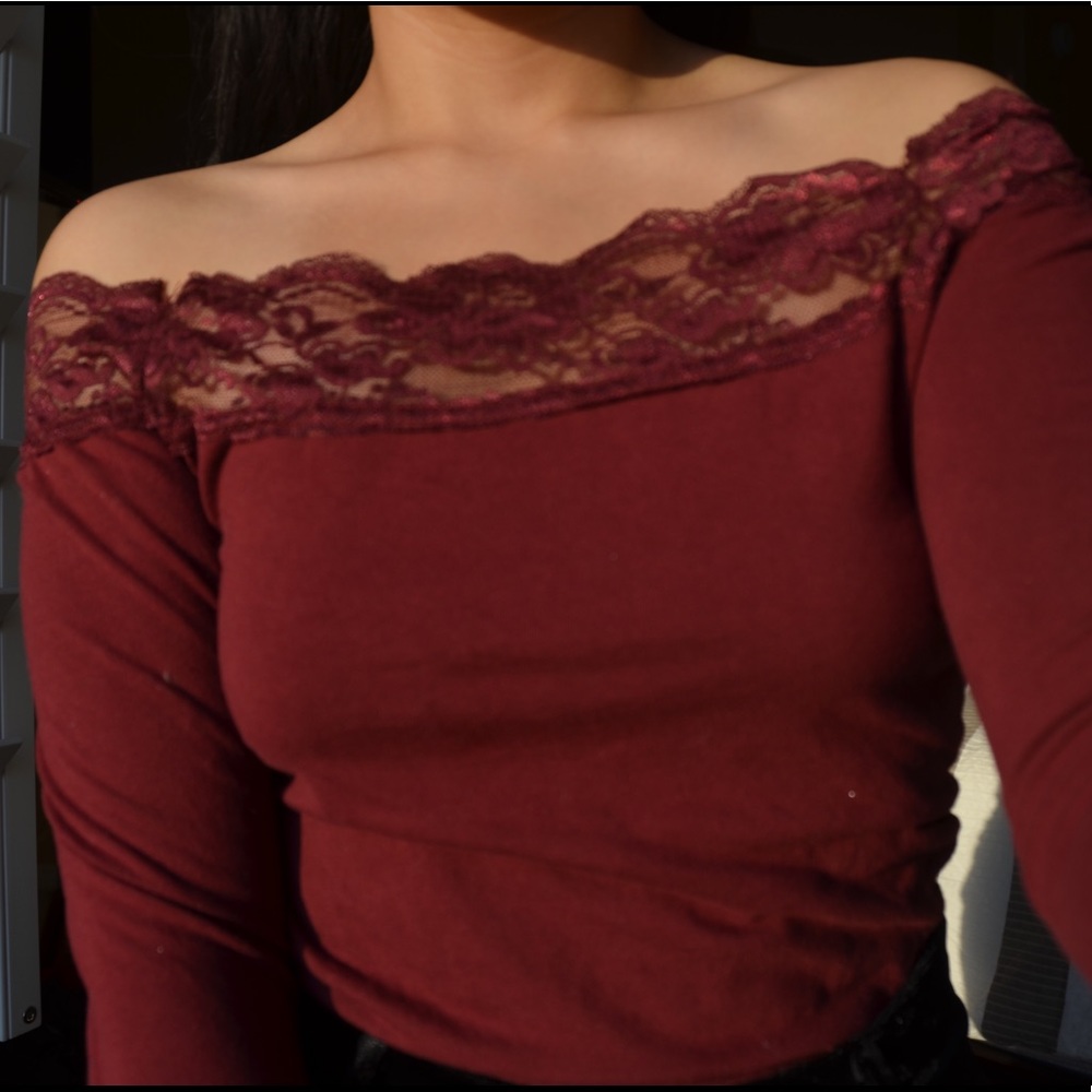 •SOLD• burgundy off the shoulder top